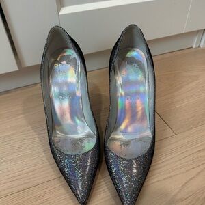 Christian Louboutin Black Iridescent Glitter Heels
